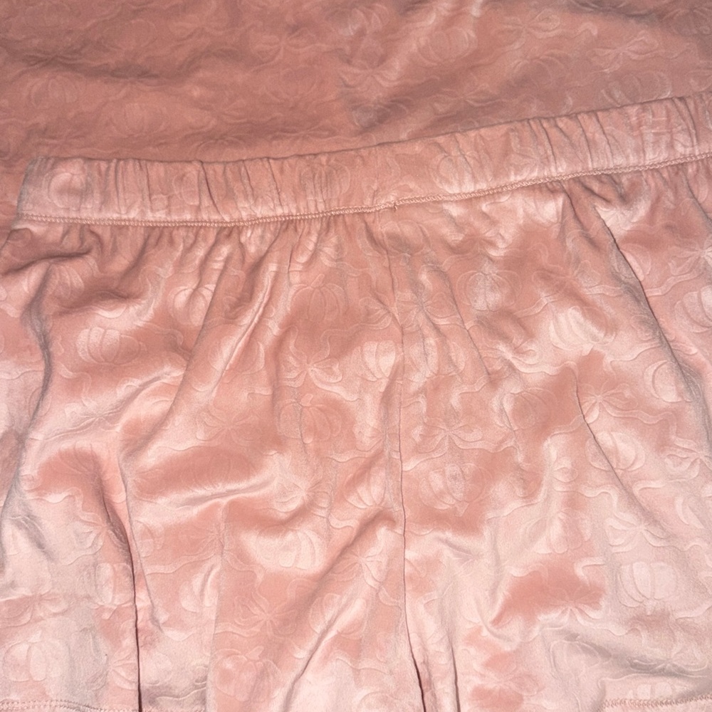 Peach Velvet Short Sleeve Button-Up Pajama Set - Picture 7 of 7